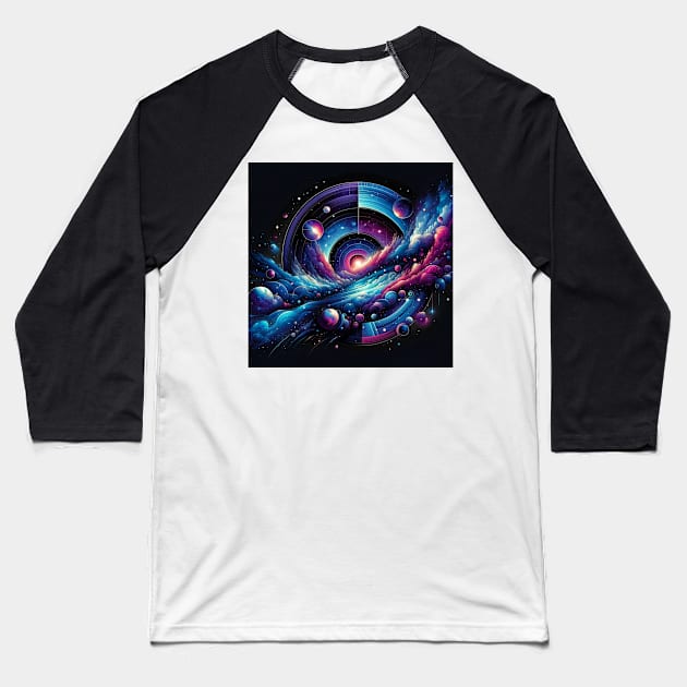 Celestial Dance: Spiral Galaxies and Cosmic Waves Baseball T-Shirt by heartyARTworks